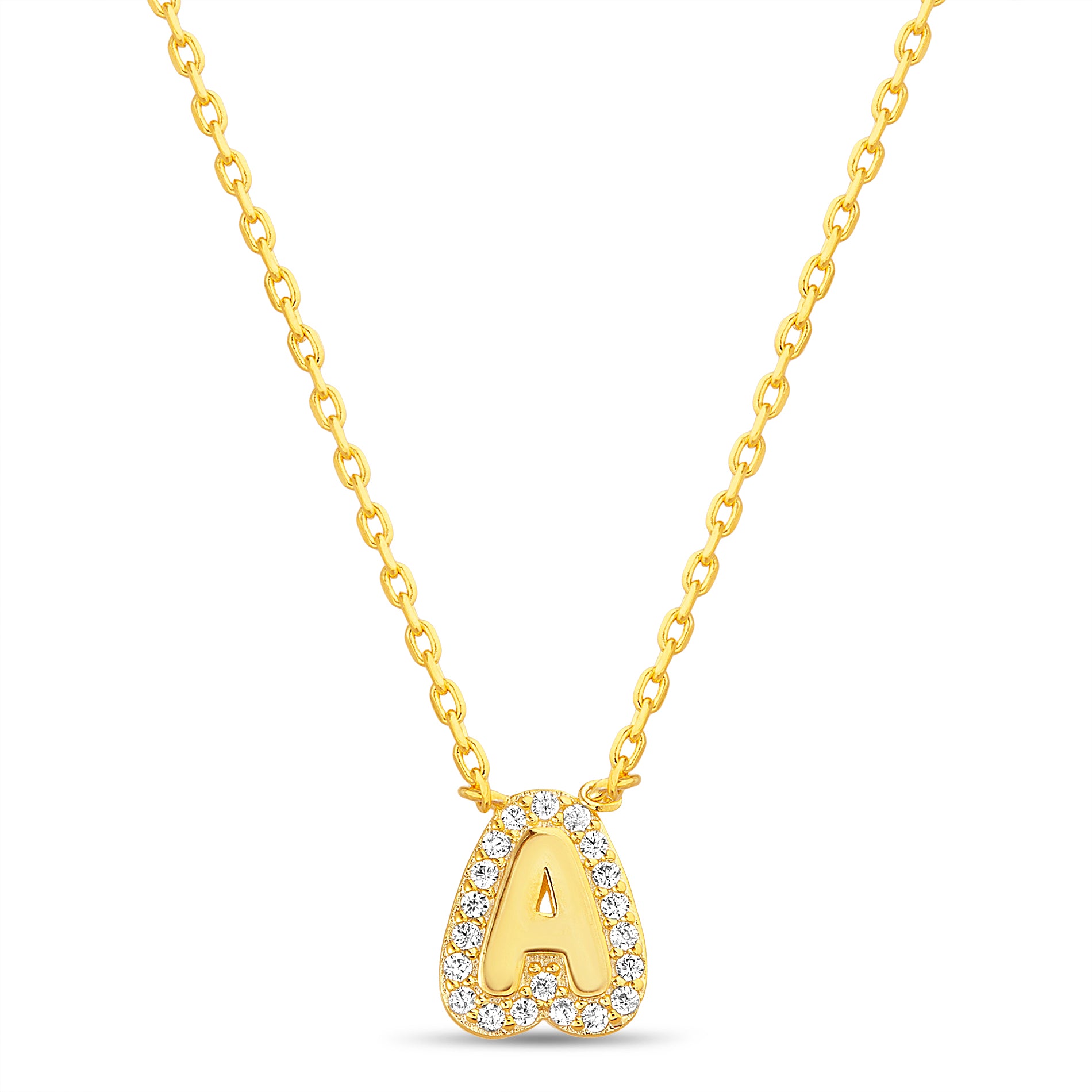 Gold Initial Necklace with CZ Halo
